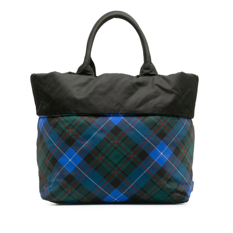 Prada Nylon Tartan Check Reversible 2WAY Handbag Shoulder Bag