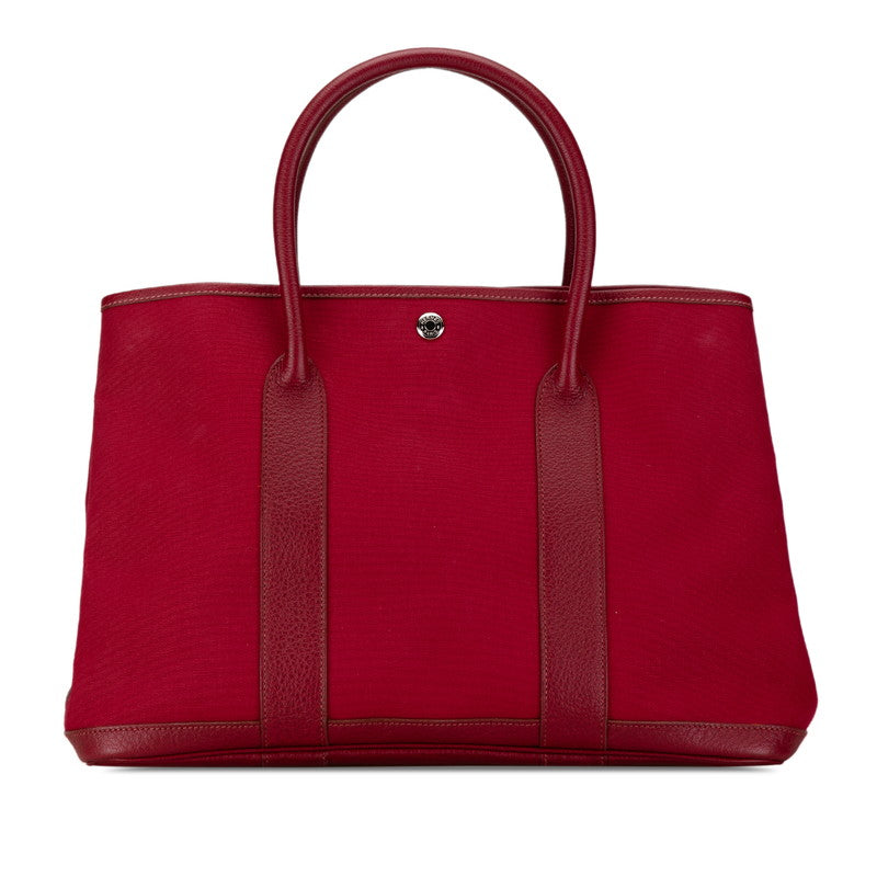 Hermes Garden Party PM Tote Bag Wine Red Leather in Great Condition