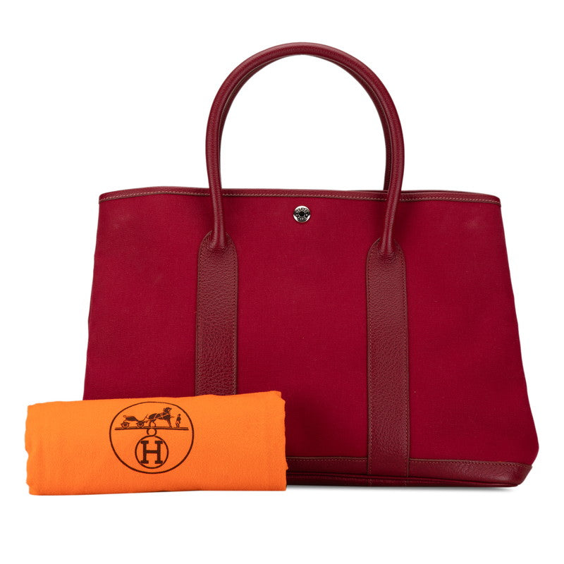 Hermes Garden Party PM Tote Bag Wine Red Leather in Great Condition