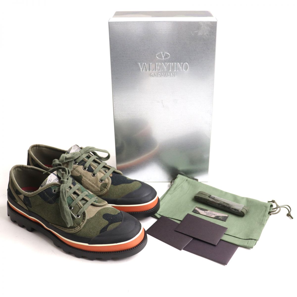 Valentino Leather Canvas Sneakers Camouflage