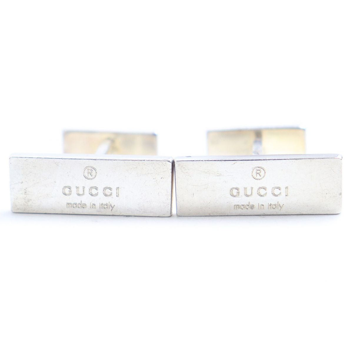 Gucci AG925 Logo Engraved Cufflinks Silver