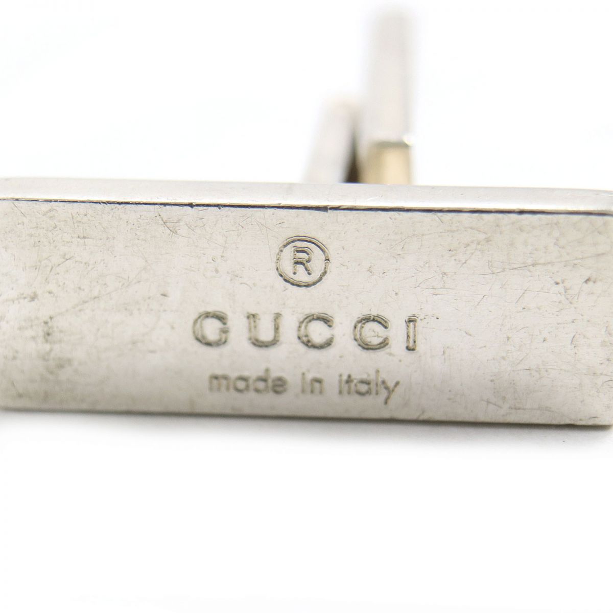 Gucci AG925 Logo Engraved Cufflinks Silver