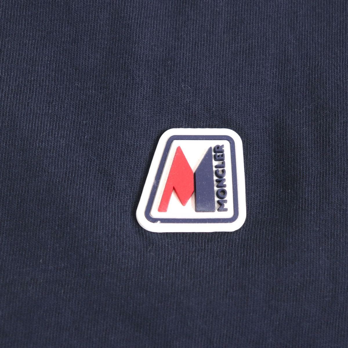 Moncler Logo Patch Mock Neck T-Shirt Navy XS