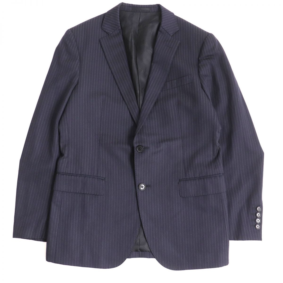 Burberry Wool Stripe Logo 3-Piece Suit Navy