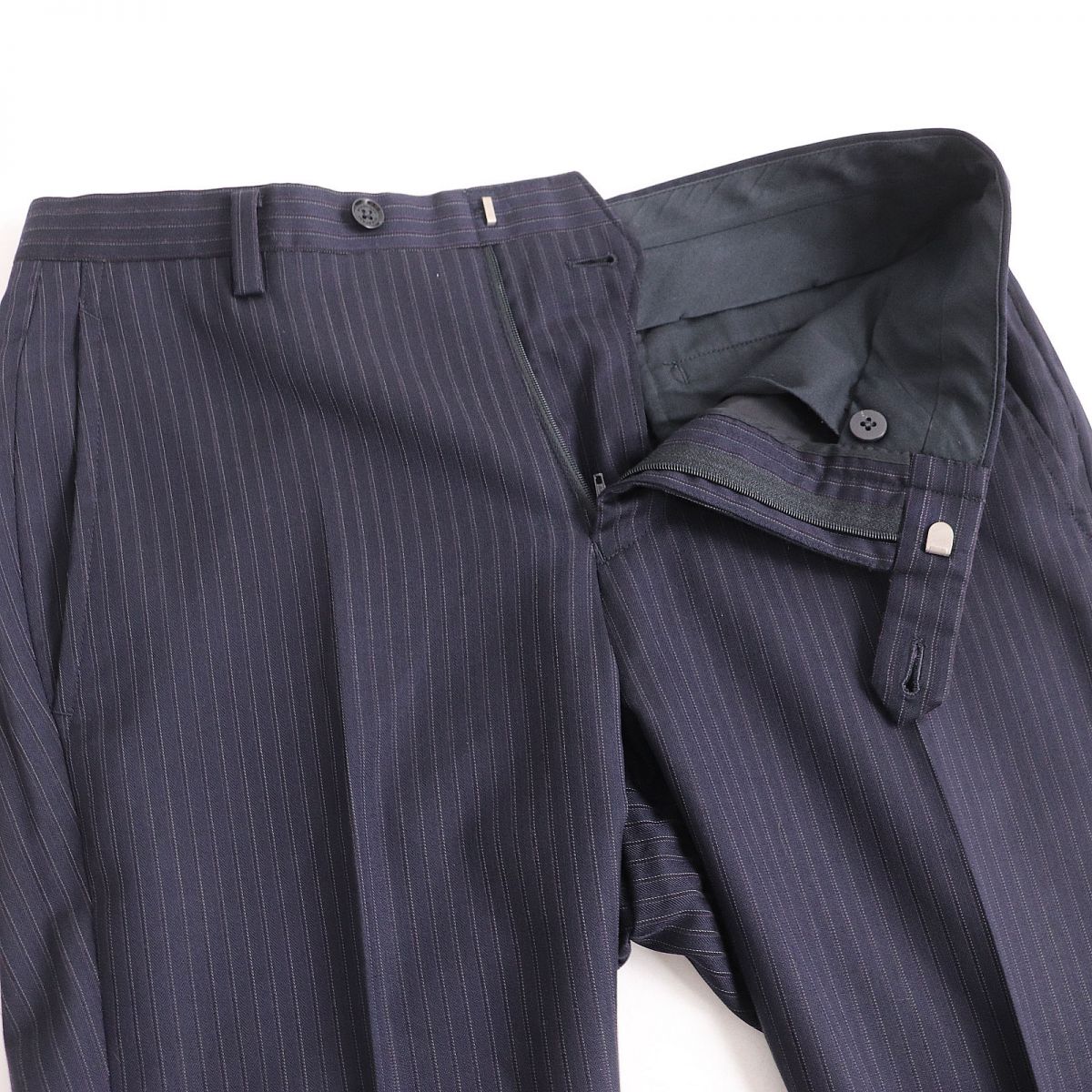 Burberry Wool Stripe Logo 3-Piece Suit Navy