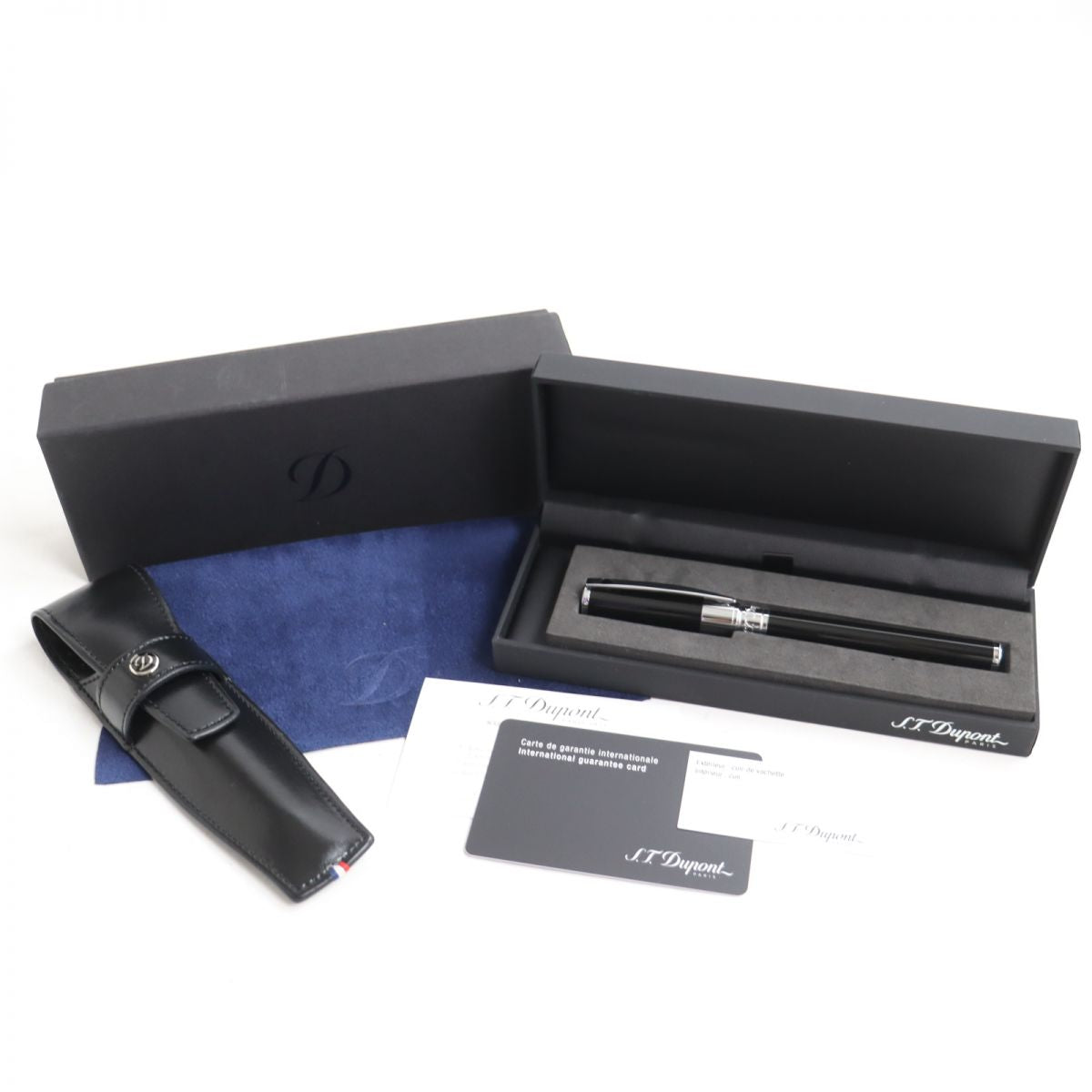 STDupont Fountain Pen & Leather Pen Case Set