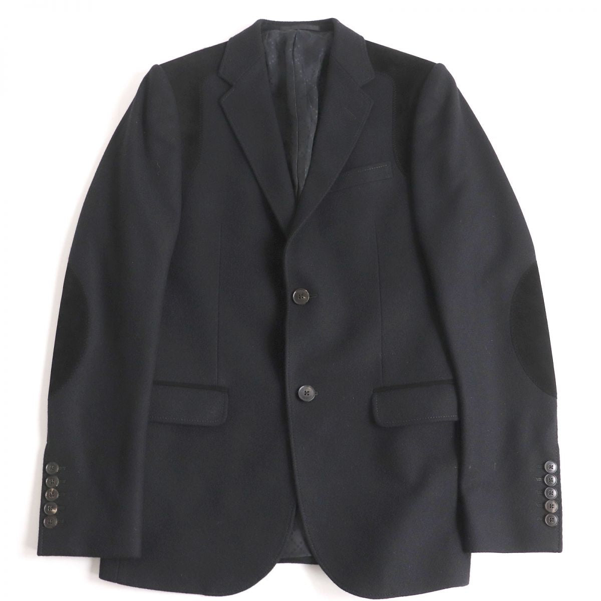 Gucci Wool Cashmere Elbow Patch Jacket Black 44