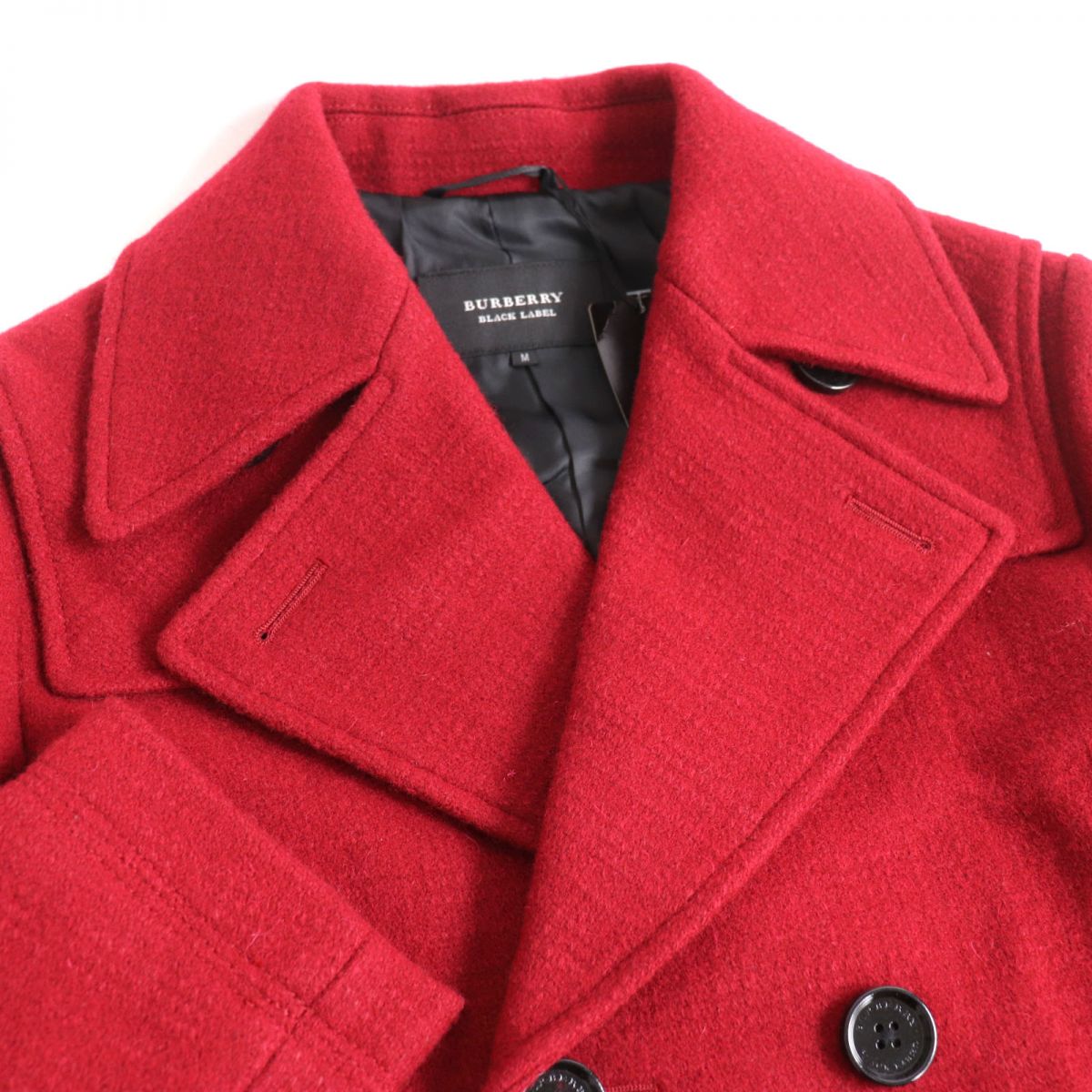 Burberry Black Label Wool Pea Coat Red M