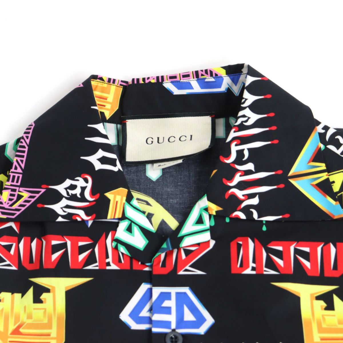 GUCCI Cotton Open Collar Short Sleeve Shirt