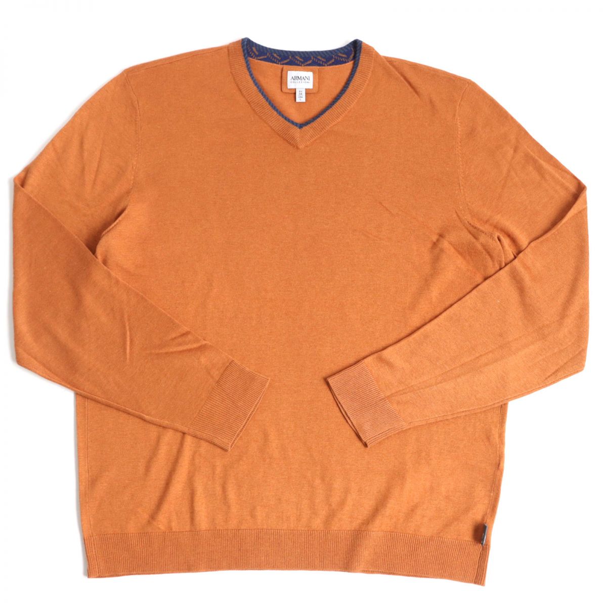 ARMANI Silk Cashmere V-neck Sweater Orange 54 Men