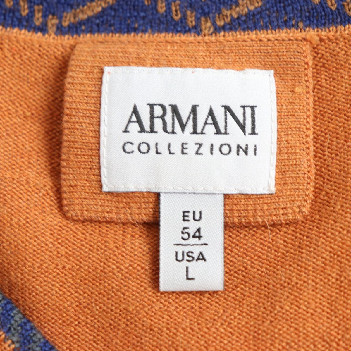 ARMANI Silk Cashmere V-neck Sweater Orange 54 Men