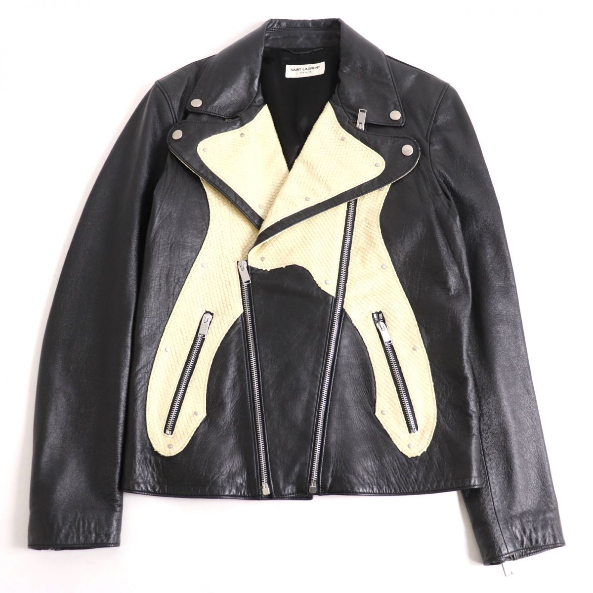 Saint Laurent Python Leather Rider Jacket 46