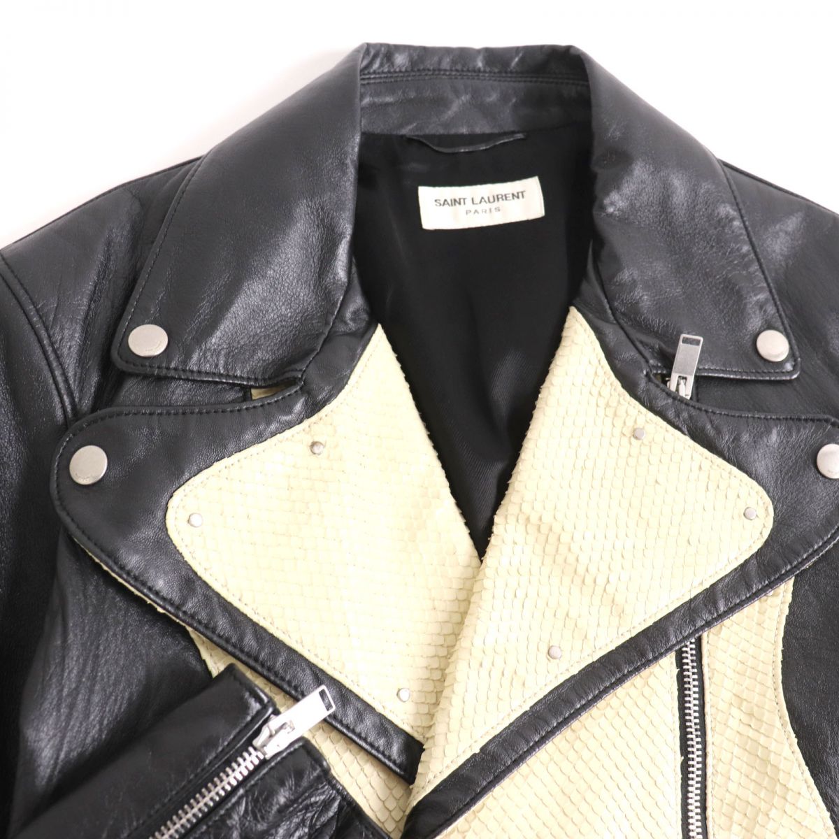 Saint Laurent Python Leather Rider Jacket 46