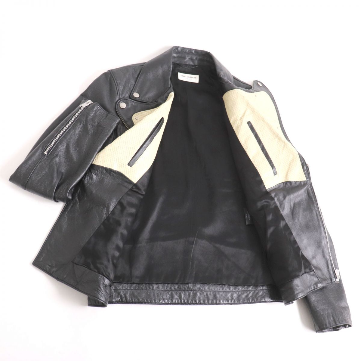 Saint Laurent Python Leather Rider Jacket 46