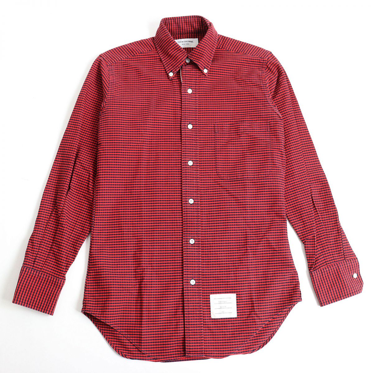 THOM BROWNE Check Pattern Cotton Shirt Red Black