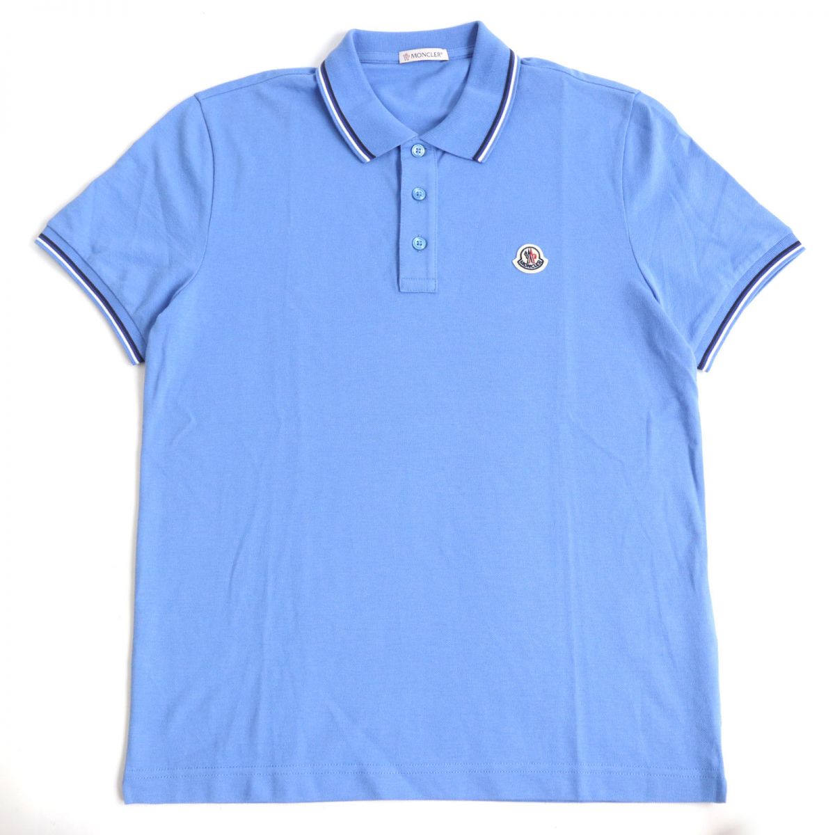 Moncler Cotton Polo Shirt Light Blue S