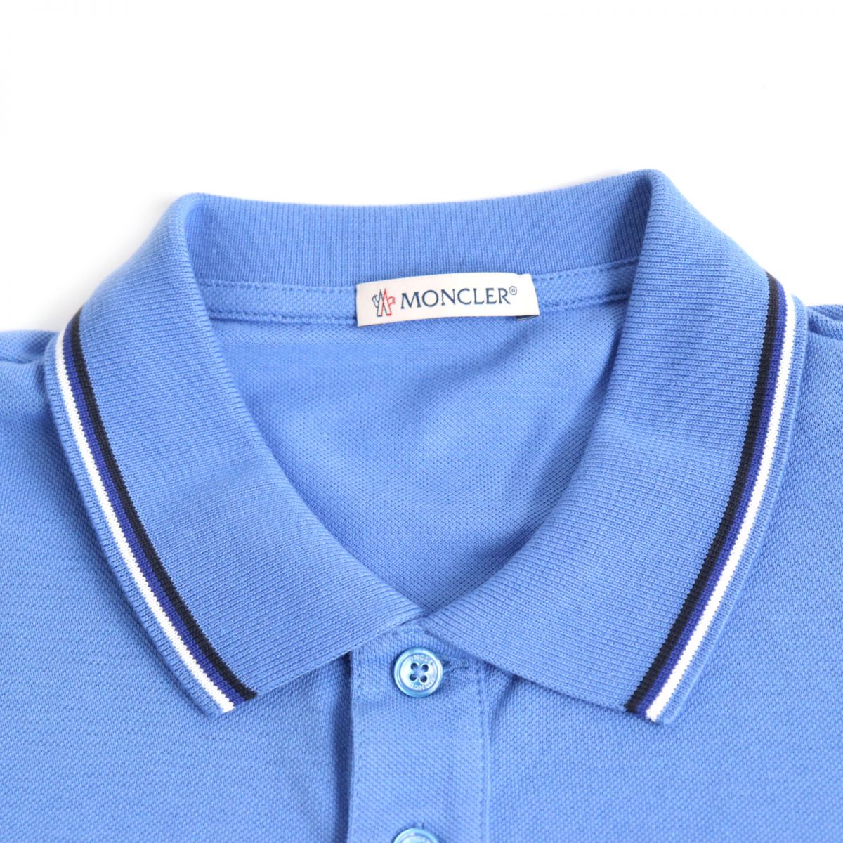 Moncler Cotton Polo Shirt Light Blue S