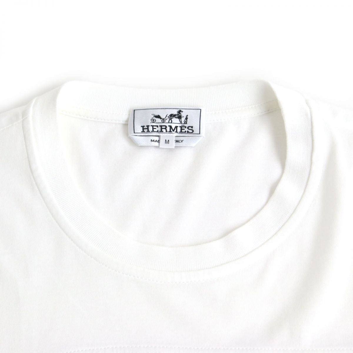 Hermes Silk Crew Neck T-Shirt White Gray M