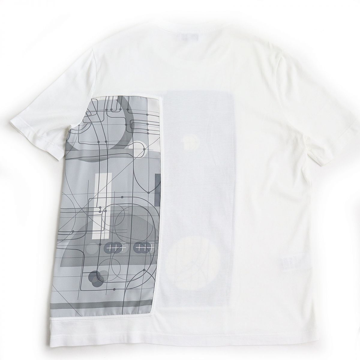 Hermes Silk Crew Neck T-Shirt White Gray M