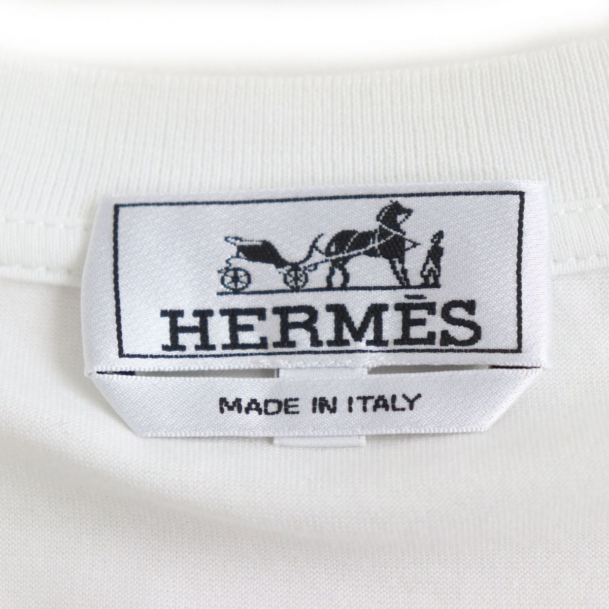 Hermes Silk Crew Neck T-Shirt White Gray M