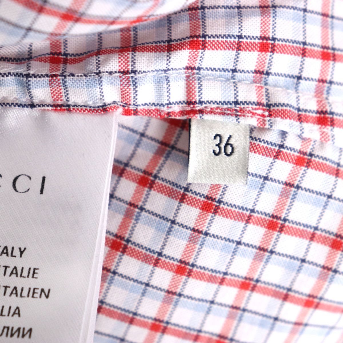 Gucci Logo Button Check Oxford Shirt Multicolor