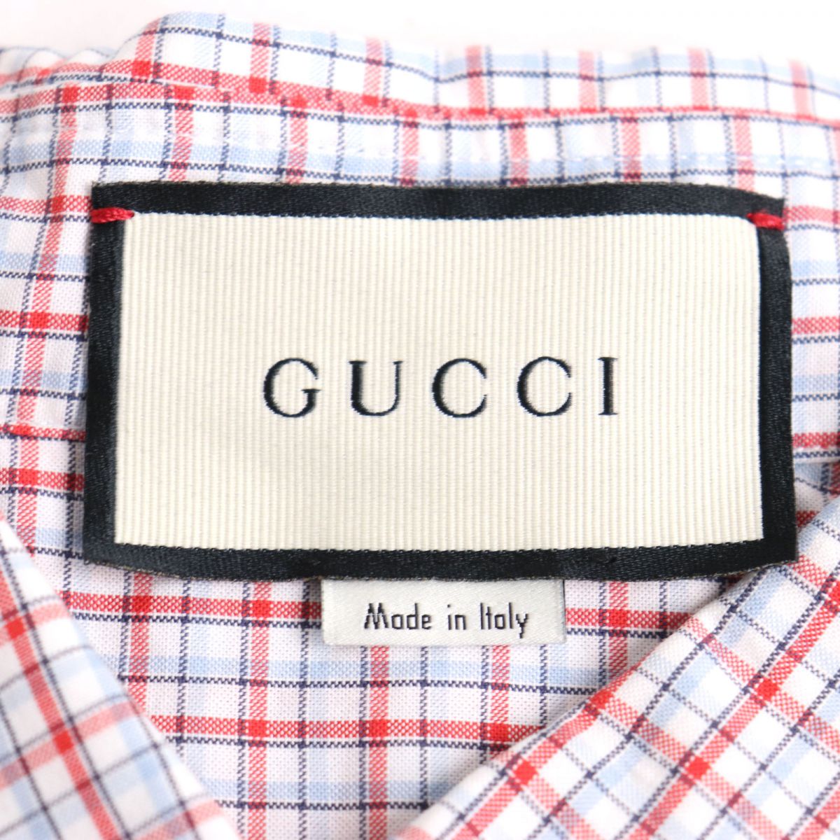 Gucci Logo Button Check Oxford Shirt Multicolor