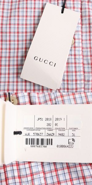 Gucci Logo Button Check Oxford Shirt Multicolor