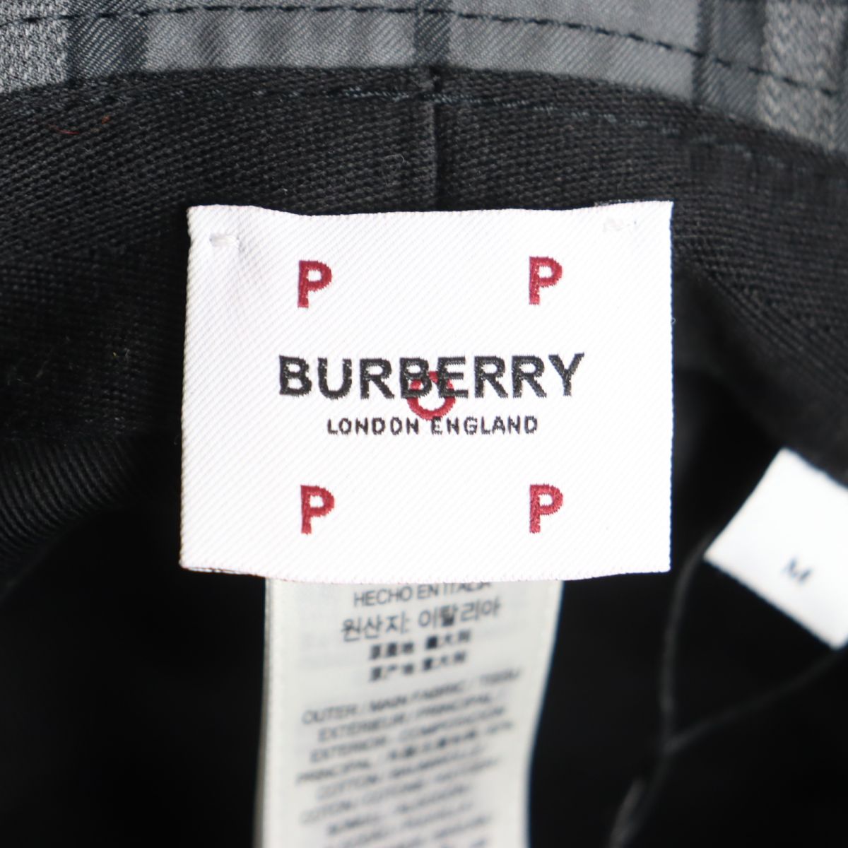 Burberry Vintage Check Cotton Bucket Hat Grey M