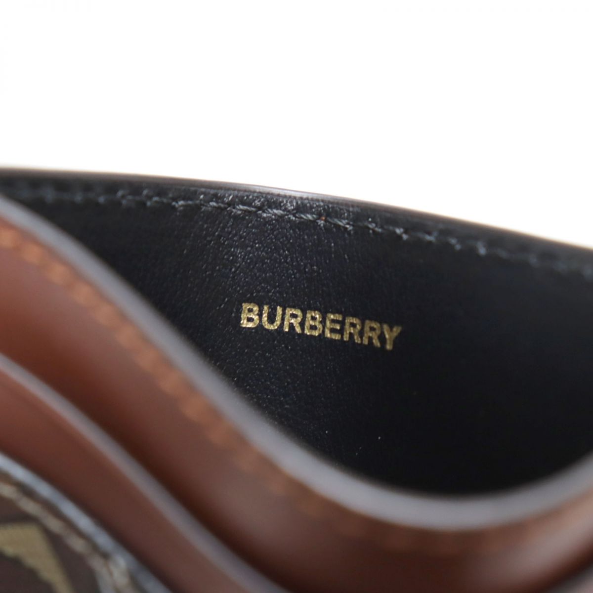 Burberry TB Monogram Leather Card Case Brown