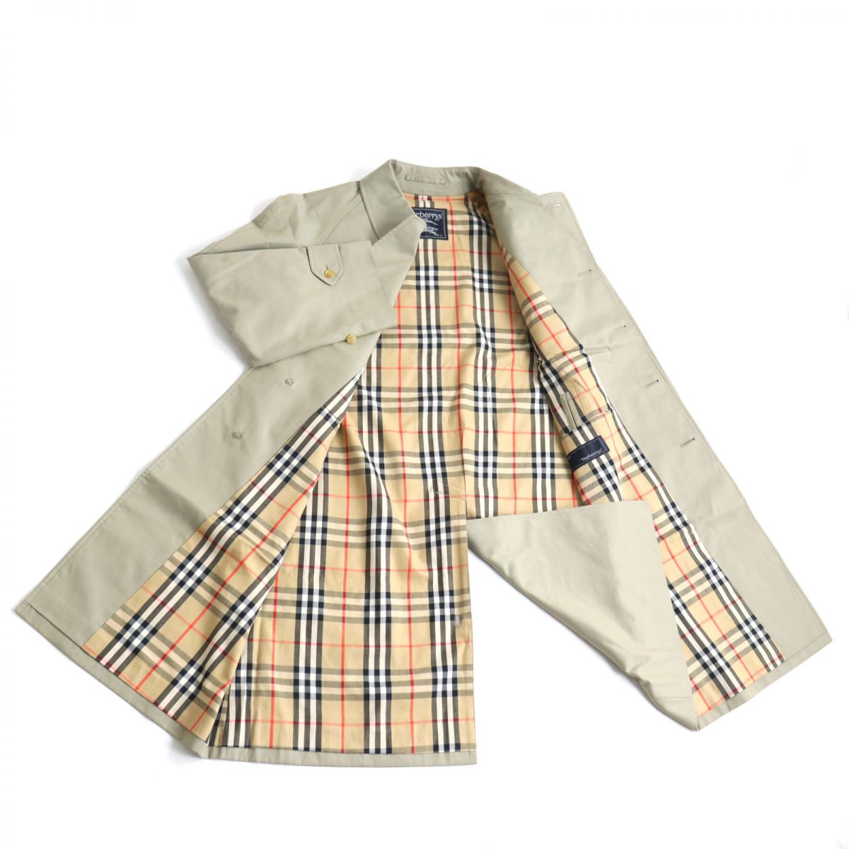 Burberry Vintage Balmacaan Coat Khaki Beige