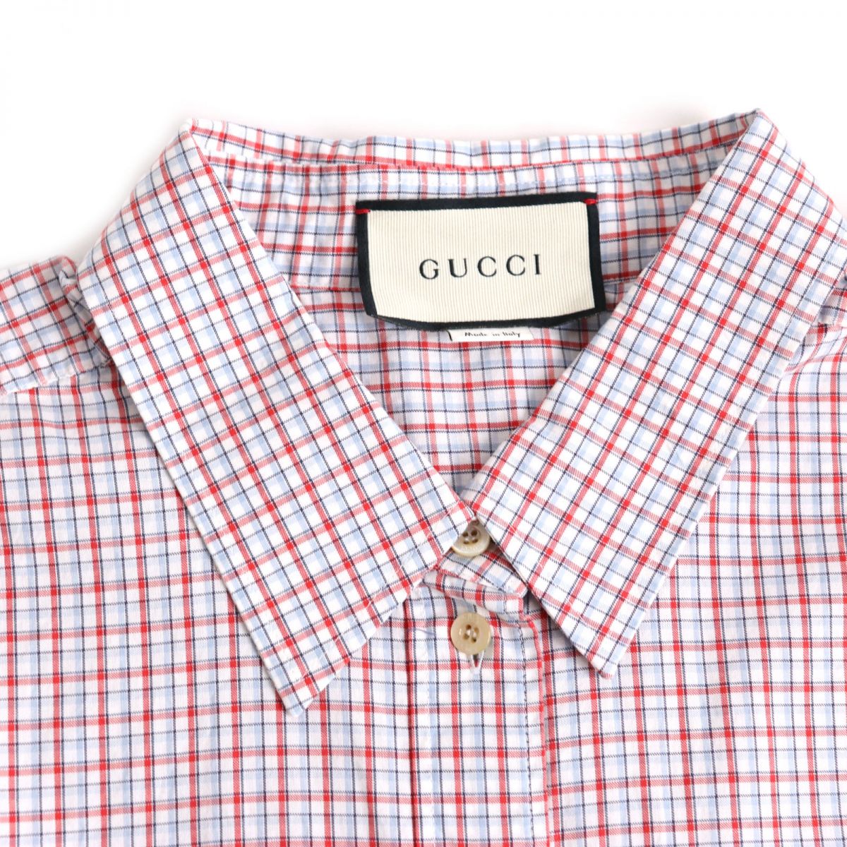 Gucci Logo Button Check Oxford Shirt Multicolor