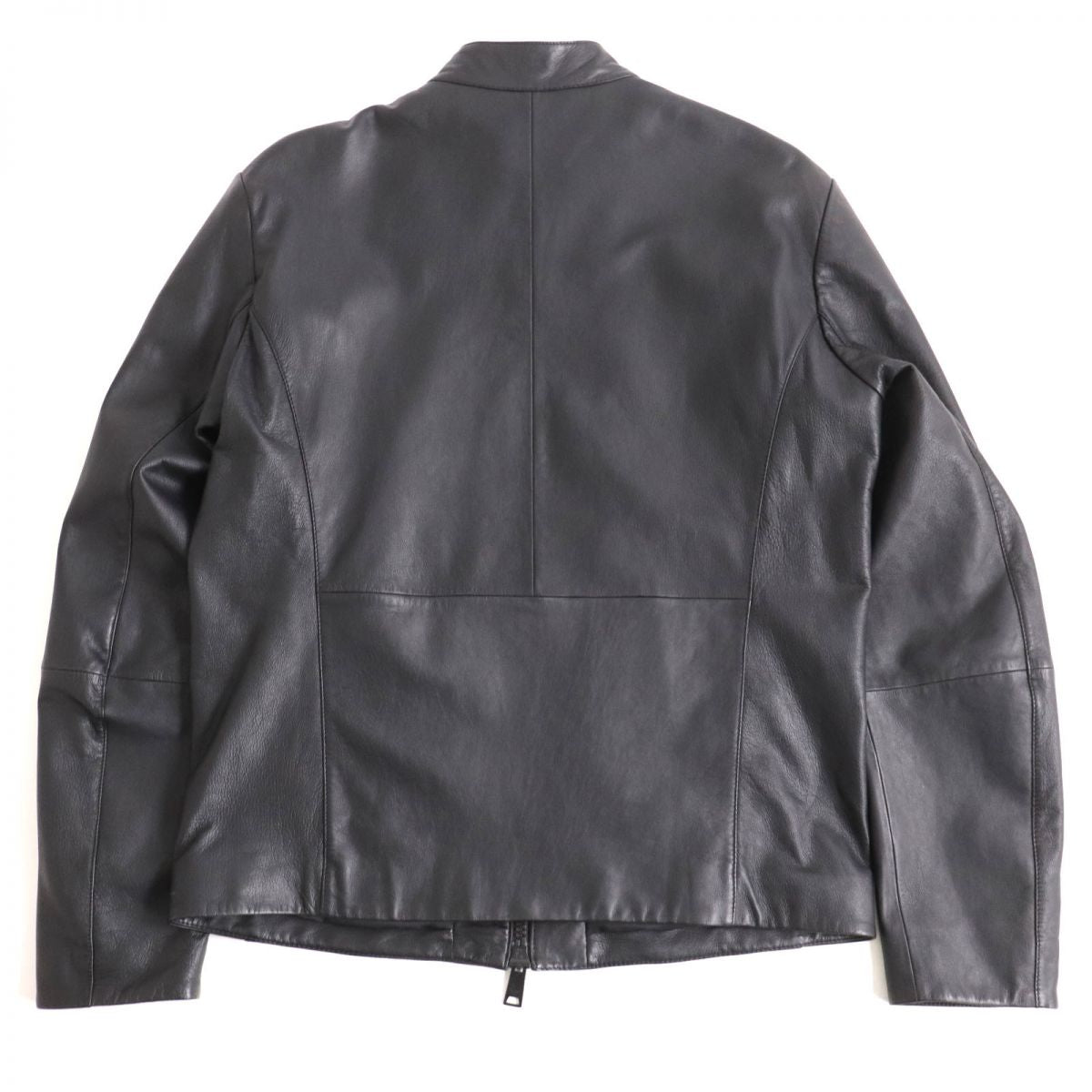 Armani Lamb Leather Single Rider Jacket Black