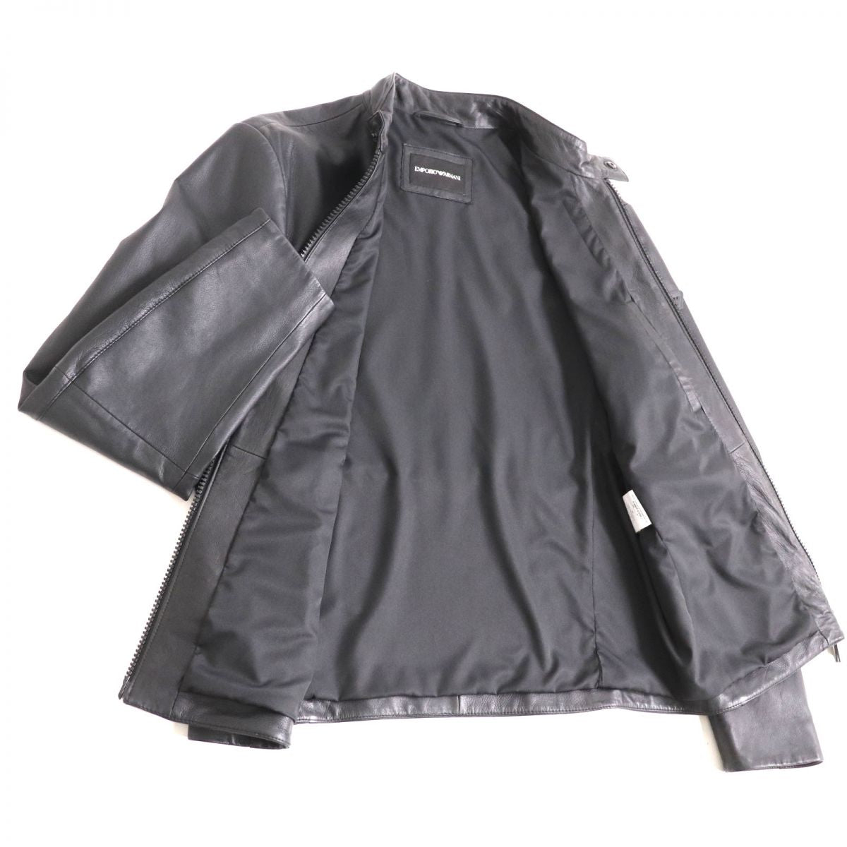 Armani Lamb Leather Single Rider Jacket Black