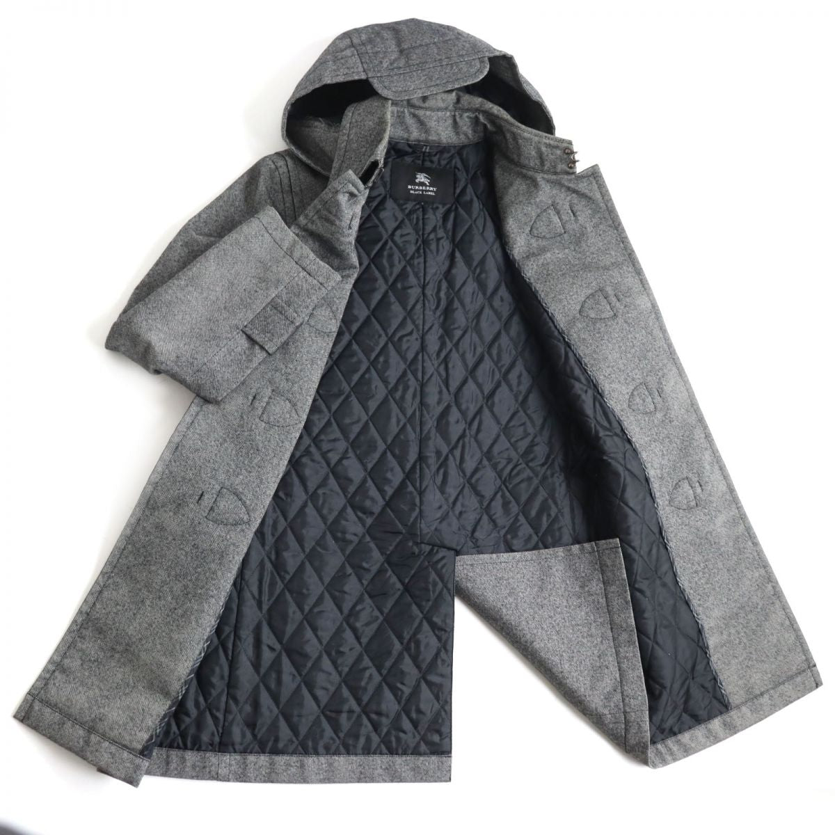 Burberry Wool Padded Duffle Coat Gray S Men's