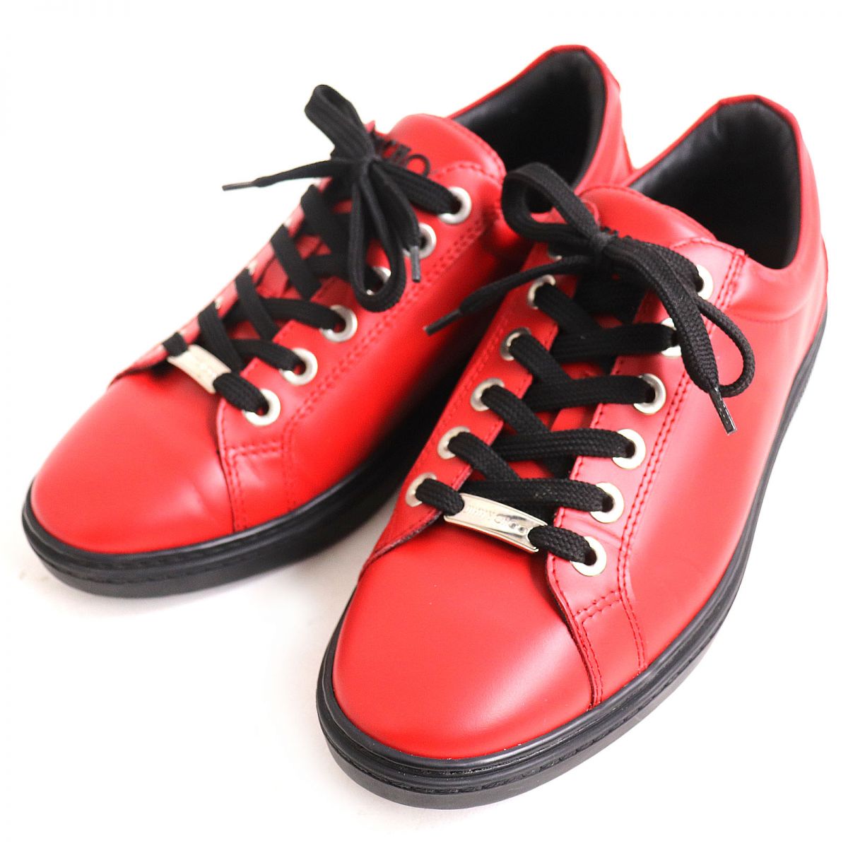 Jimmy Choo Star Studs Leather Sneakers Red 40.5