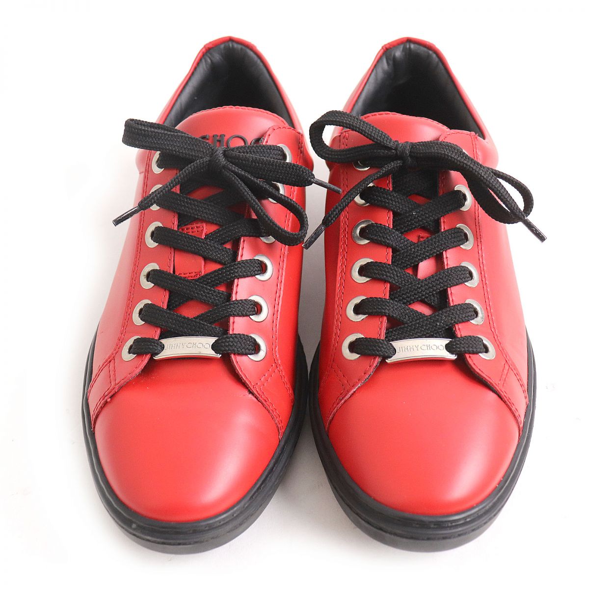 Jimmy Choo Star Studs Leather Sneakers Red 40.5