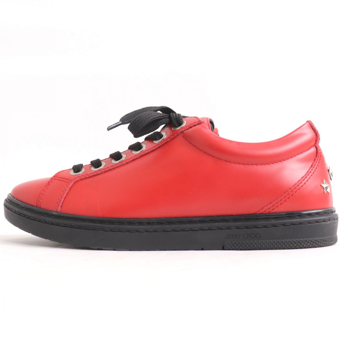 Jimmy Choo Star Studs Leather Sneakers Red 40.5