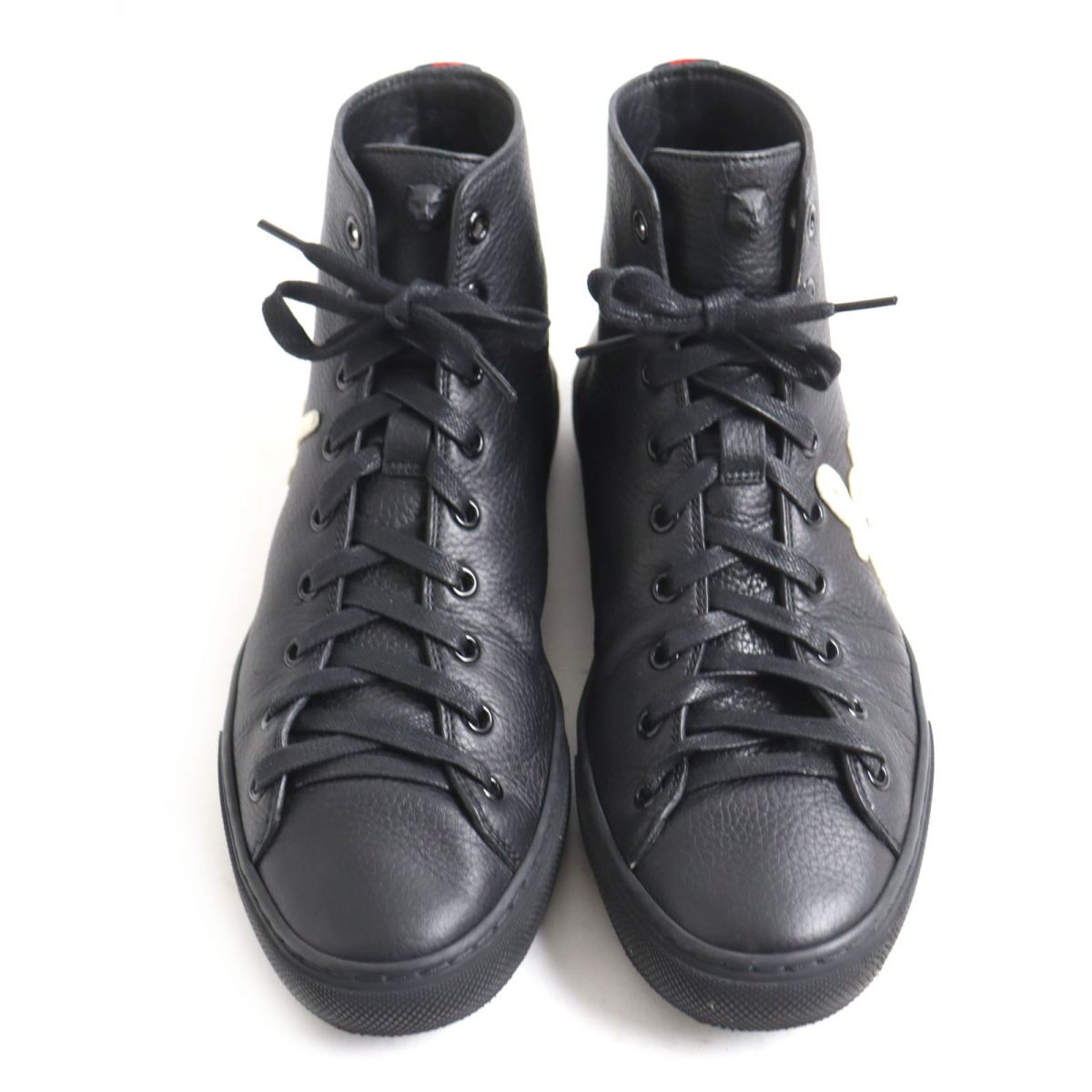 Gucci Tiger Head Leather High Top Sneakers Black