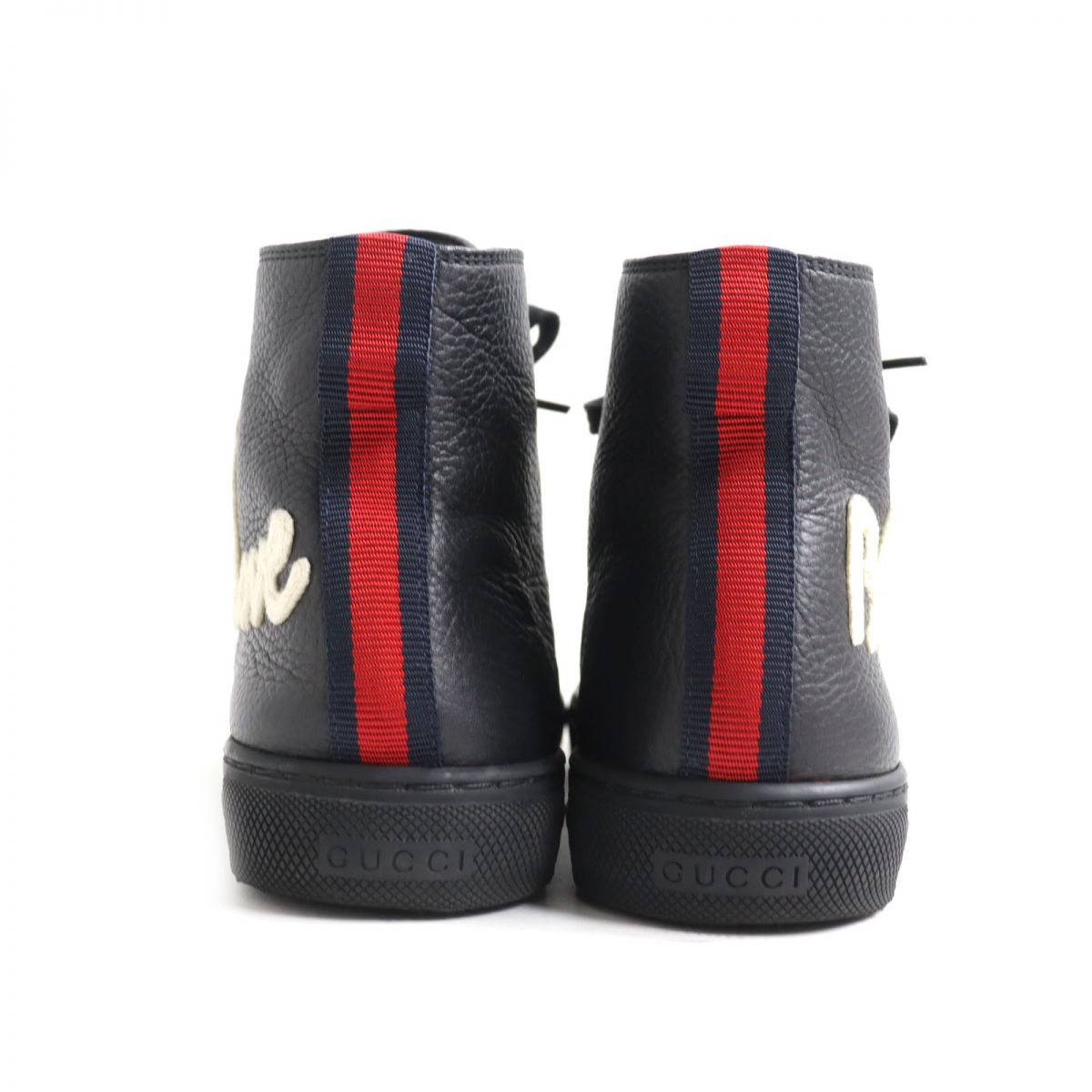 Gucci Tiger Head Leather High Top Sneakers Black