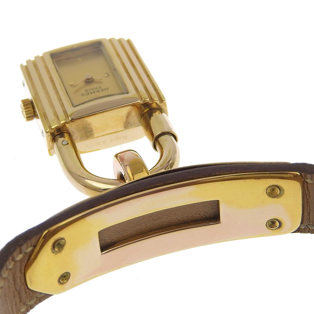 Hermes Kelly Watch Gold Plated Leather Vintage