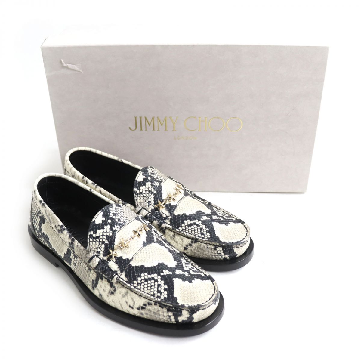 Jimmy Choo Python-embossed Leather Loafers