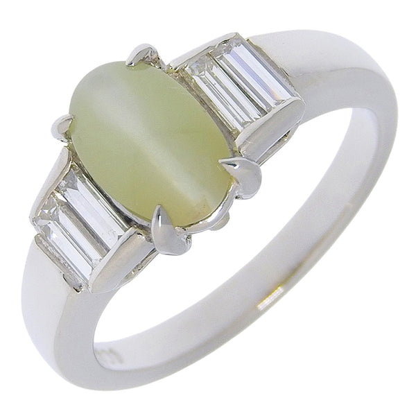 Pt900 Platinum Chrysoberyl Cats Eye Diamond Ring