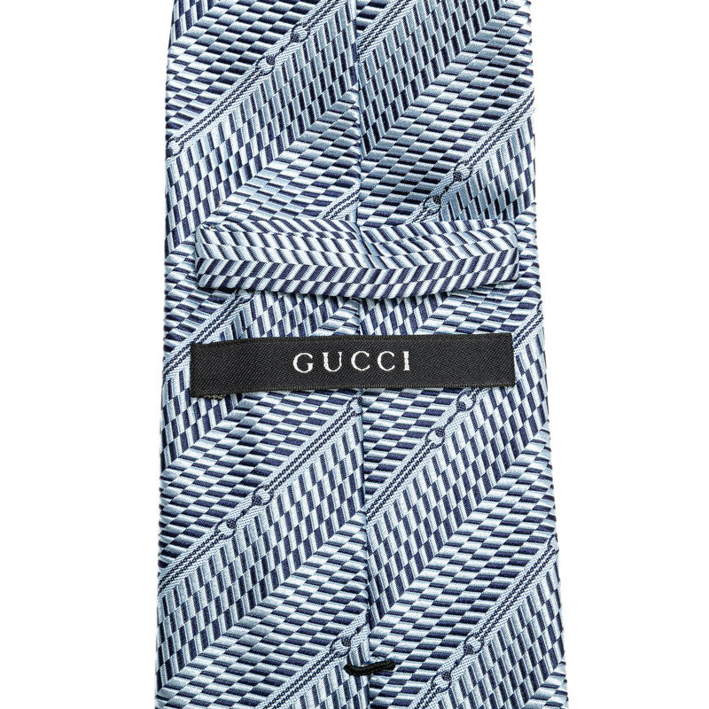 Gucci Silk Stripe Tie Blue