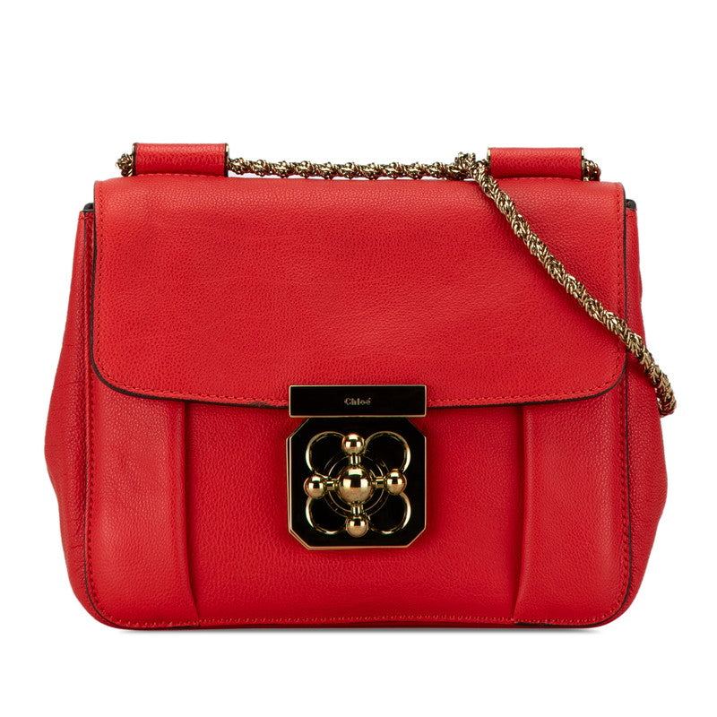 Chloe Elsie Leather Chain Shoulder Bag Red in Very Good Condition