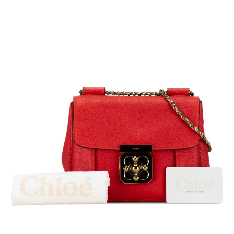 Chloe Elsie Leather Chain Shoulder Bag Red in Very Good Condition