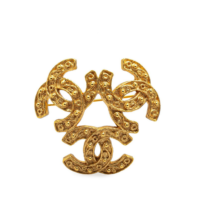 Chanel Vintage Triple Coco Mark Brooch Gold