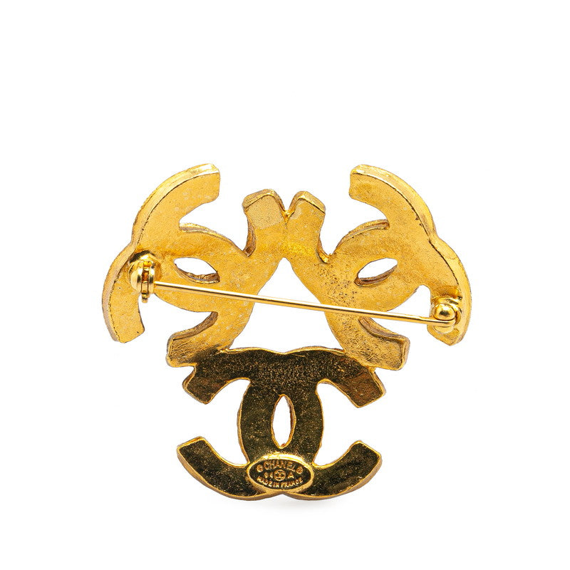 Chanel Vintage Triple Coco Mark Brooch Gold