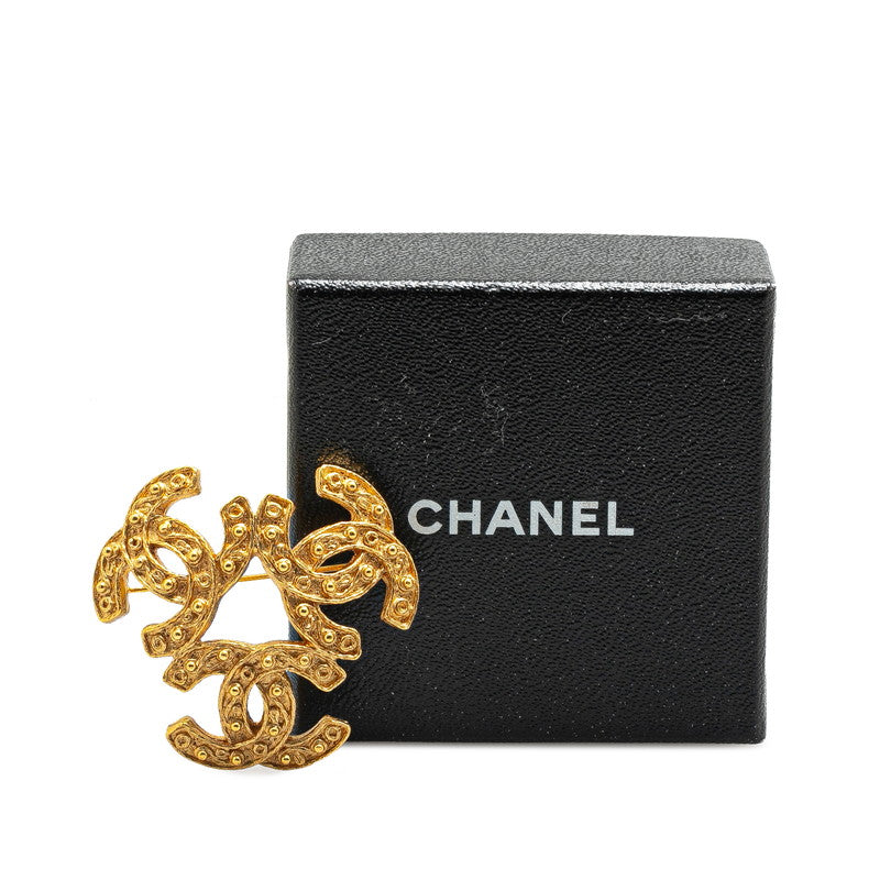 Chanel Vintage Triple Coco Mark Brooch Gold