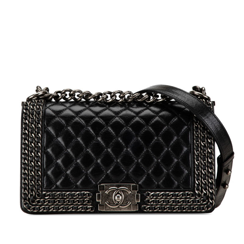 Chanel Boy Chain Shoulder Bag Black Lambskin