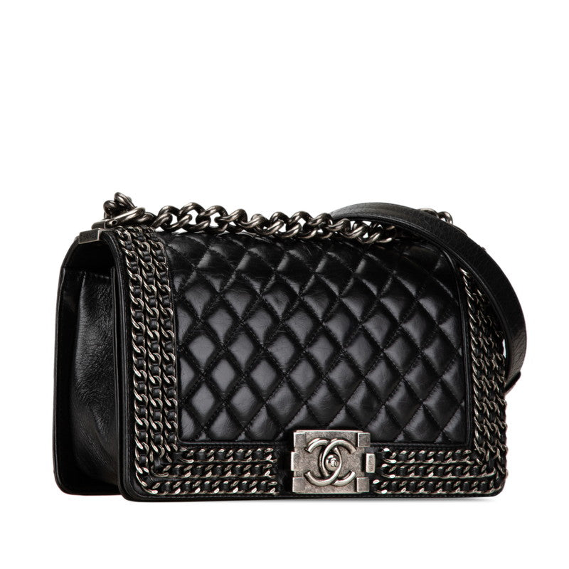 Chanel Boy Chain Shoulder Bag Black Lambskin